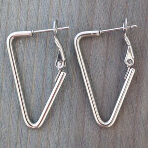 Triangle Style Minimalist Hoop Earrings Silver Stainless Steel